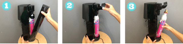 ソーダストリームのピンクガスシリンダーを取り外す手順