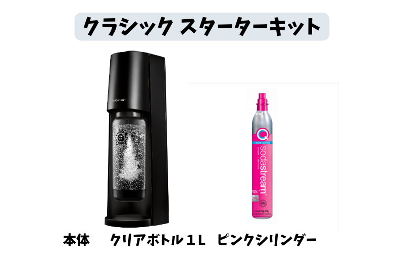 クラシックのスターターキット内容(本体・ガスシリンダー・クリアボトル)